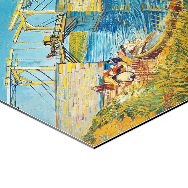 Quadri gialli Vincent van Gogh - Il ponte levatoio di Arles con un gruppo di lavandaie