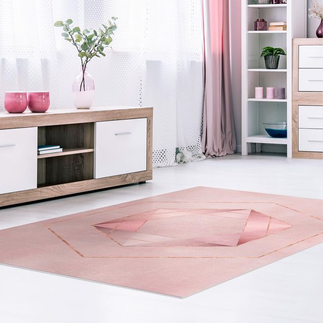 tappeti da esterno Geometria in rosa e oro I