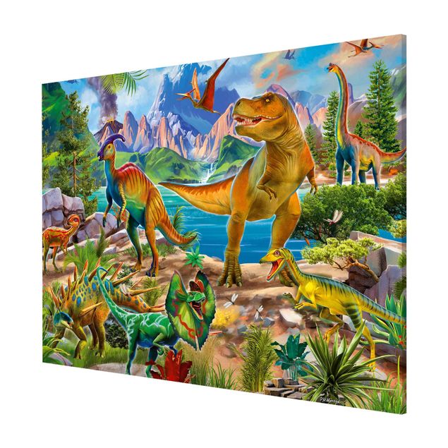 Quadri con animali T-Rex e Parasaurolofo