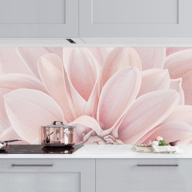 Rivestimenti per cucina con fiori Dalia in rosa cipria