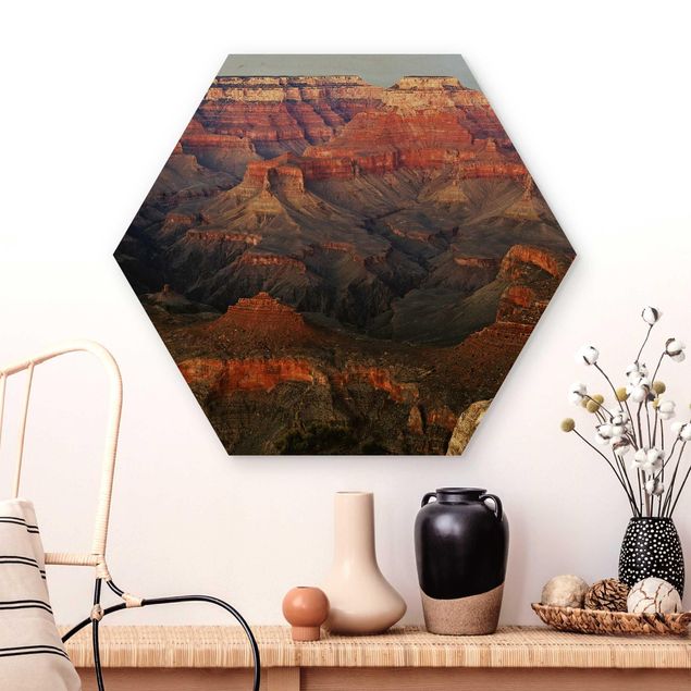 Quadri in legno con paesaggio Grand Canyon dopo il tramonto