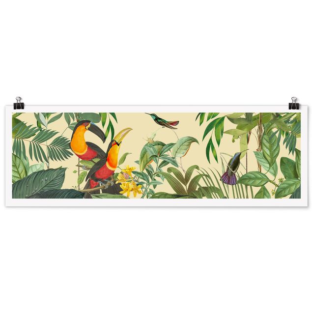 Quadri fiori Collage vintage - Uccelli nella giungla