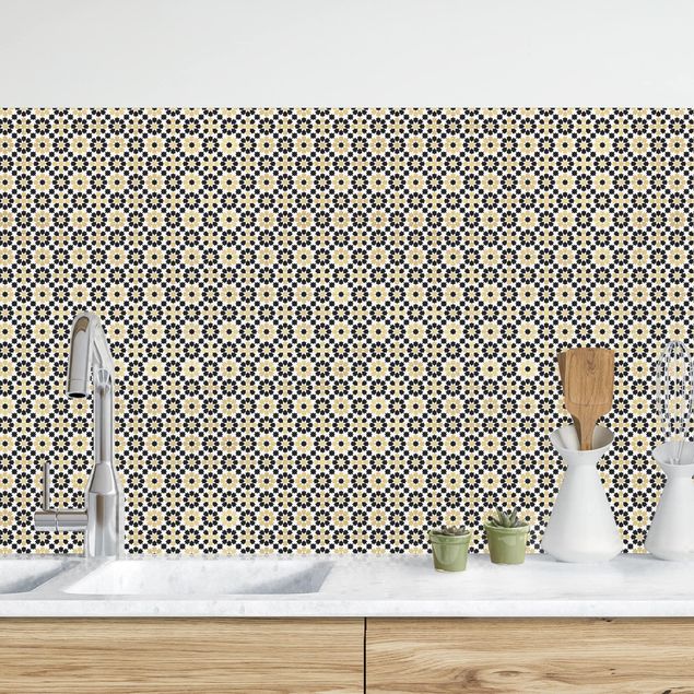 Rivestimenti per cucina effetto piastrelle Motivi orientali con fiori dorati