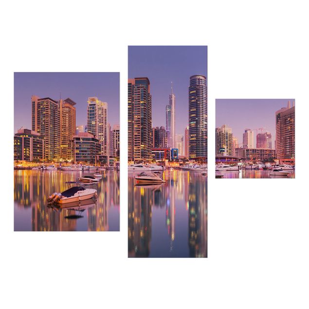 Stampa su tela 3 parti - Dubai skyline and Marina - Collage 1