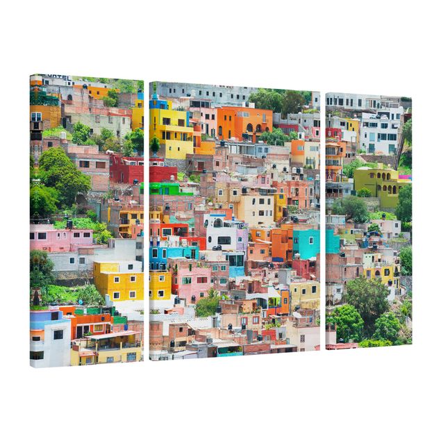 Stampe su tela città Case colorate di fronte a Guanajuato