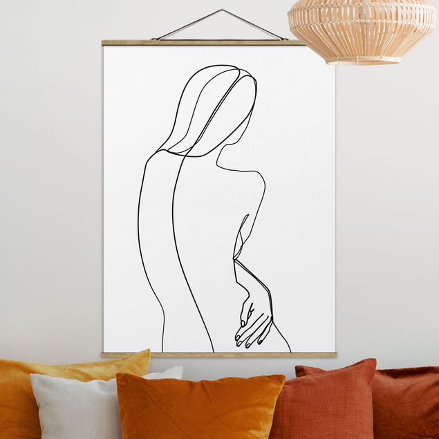 Quadro line art Line Art - Donna di spalle Bianco e Nero