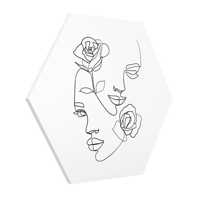 Quadro amore Line Art - Volti di donna Rose Bianco e Nero