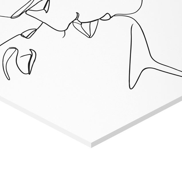 Quadri esagonali Line Art - Facce da bacio Bianco e Nero
