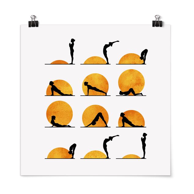 Quadro arancione Yoga - Saluto al sole