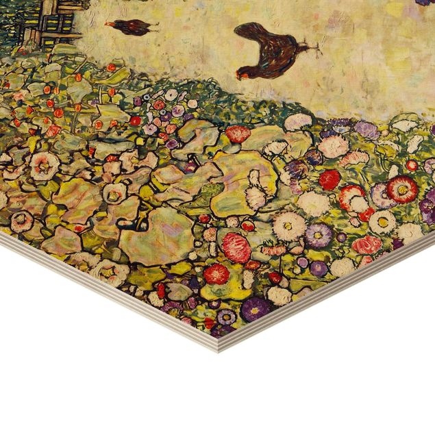 Quadri in legno Gustav Klimt - Sentiero del giardino con galline