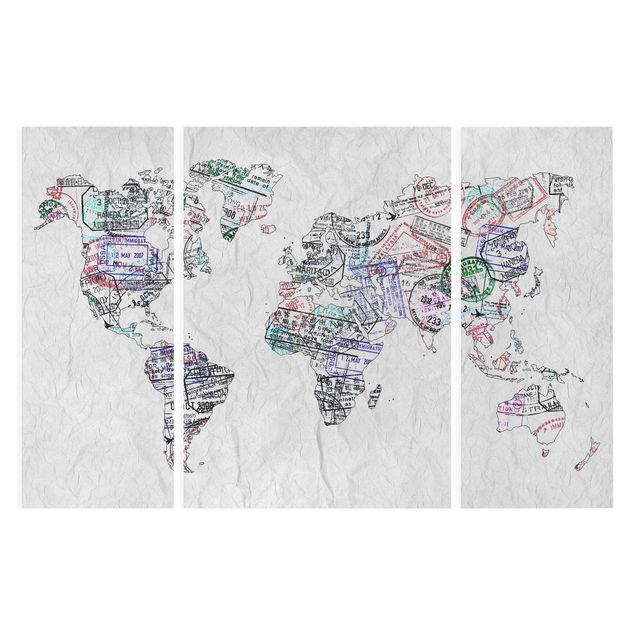 Quadri stampe Timbro per passaporto mappa del mondo