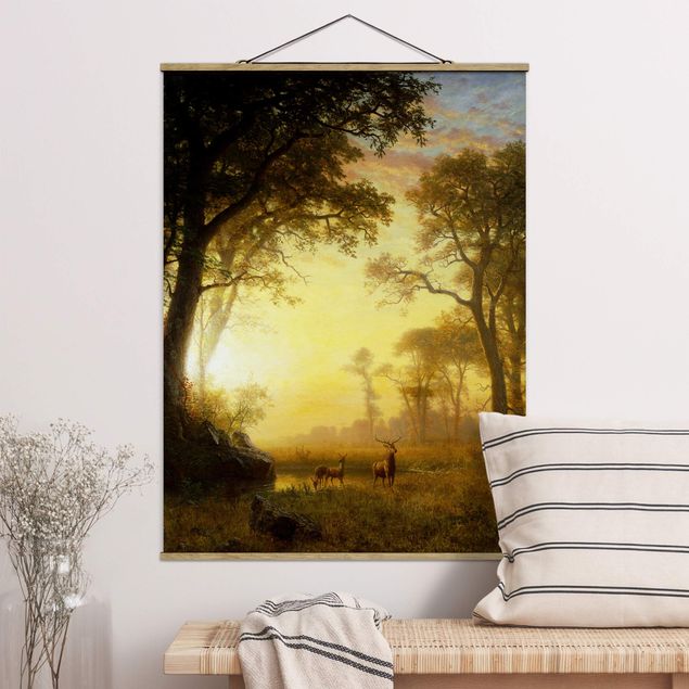 Quadro cervo Albert Bierstadt - Luce nella foresta