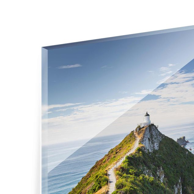 Quadri in vetro con paesaggio Faro di Nugget Point e mare Nuova Zelanda