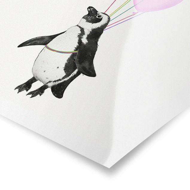 Stampe Illustrazione - Pinguino Palloncini Pastello