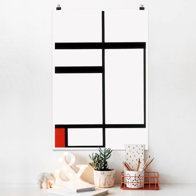 Riproduzioni quadri famosi Piet Mondrian - Composizione con rosso, nero e bianco