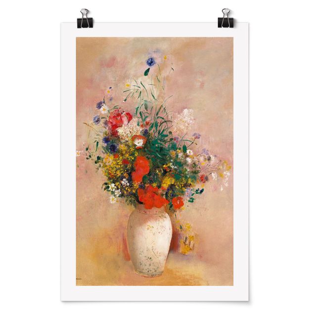Quadri di fiori Odilon Redon - Vaso con fiori (sfondo rosato)