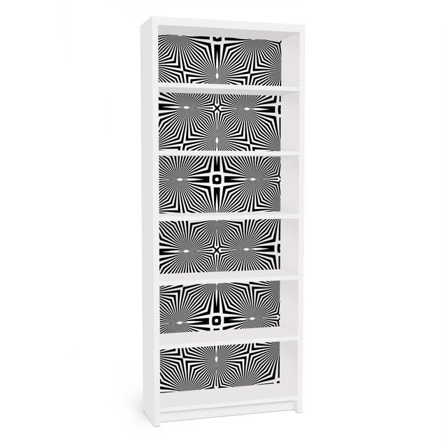 Pellicole adesive per mobili libreria Billy IKEA Ornamento astratto in bianco e nero
