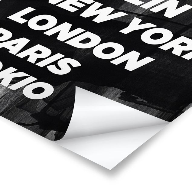 Poster bianco nero Berlino New York Londra