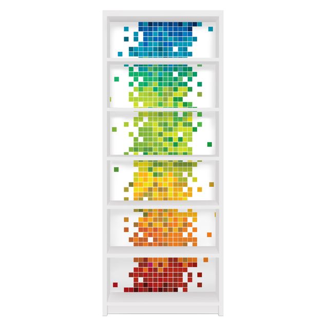 Pellicole adesive per mobili libreria Billy IKEA Pixel arcobaleno