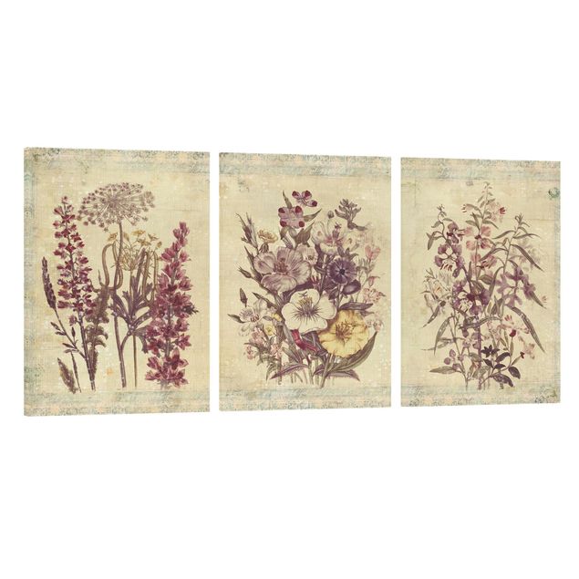 Quadri stile vintage Trio di fiori vintage