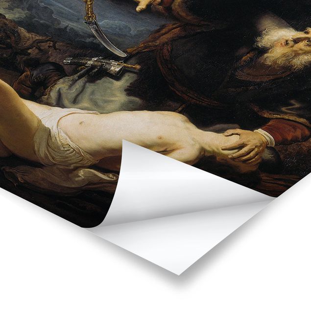 Poster di quadri famosi Rembrandt van Rijn - L'angelo impedisce il sacrificio di Isacco