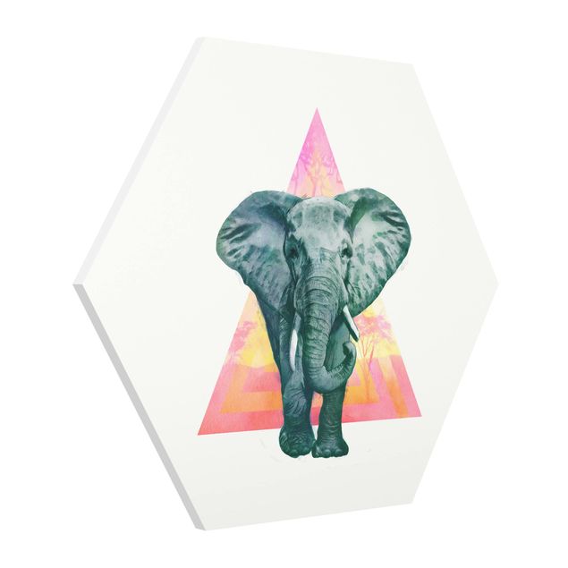 Quadri con animali Illustrazione - Elefante fronte triangolo pittura