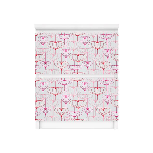 Pellicole adesive per mobili cassettiera Malm IKEA Heart pattern