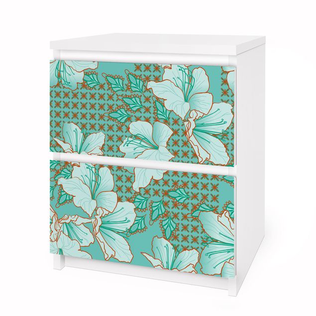 Pellicole adesive per mobili cassettiera Malm IKEA Motivo con fiori orientali