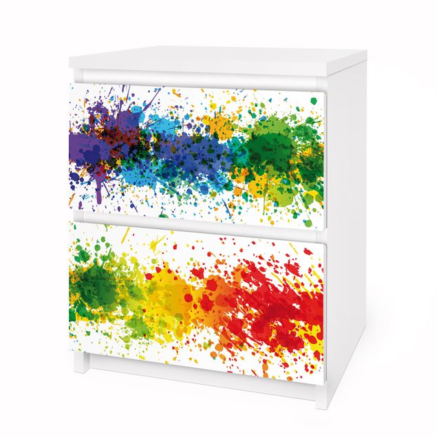 Carta adesiva per mobili IKEA - Malm Cassettiera 2xCassetti - Rainbow splatter
