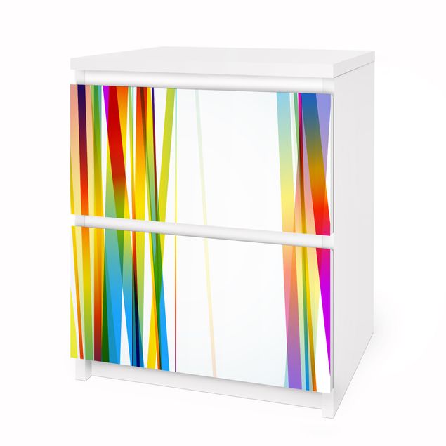 Carta adesiva per mobili IKEA - Malm Cassettiera 2xCassetti - Rainbow Stribes