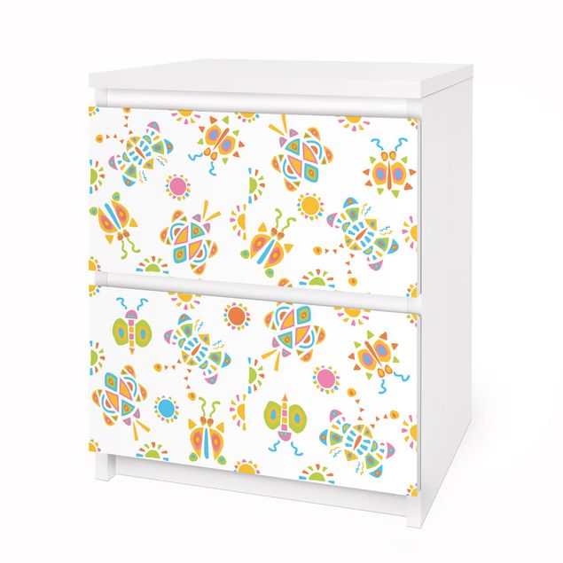 Carta adesiva per mobili IKEA - Malm Cassettiera 2xCassetti - Butterfly illustrations