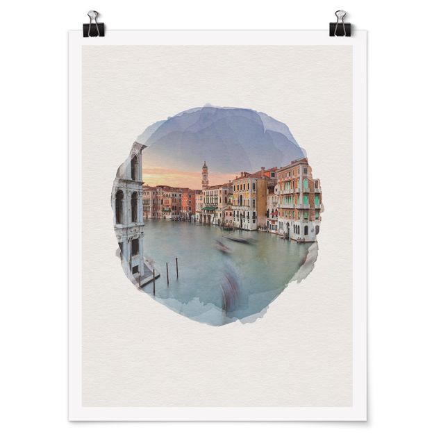 Poster skyline Acquerelli - Veduta del Canal Grande dal Ponte di Rialto a Venezia