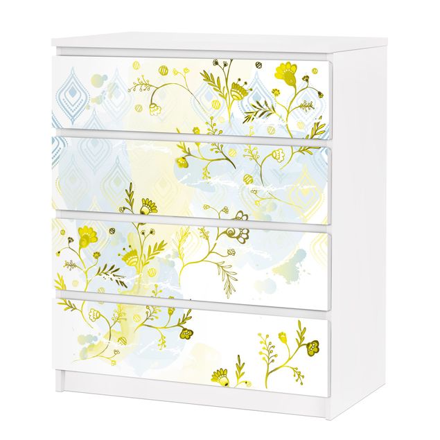 Carta adesiva per mobili IKEA - Malm Cassettiera 4xCassetti - Oasis floral pattern