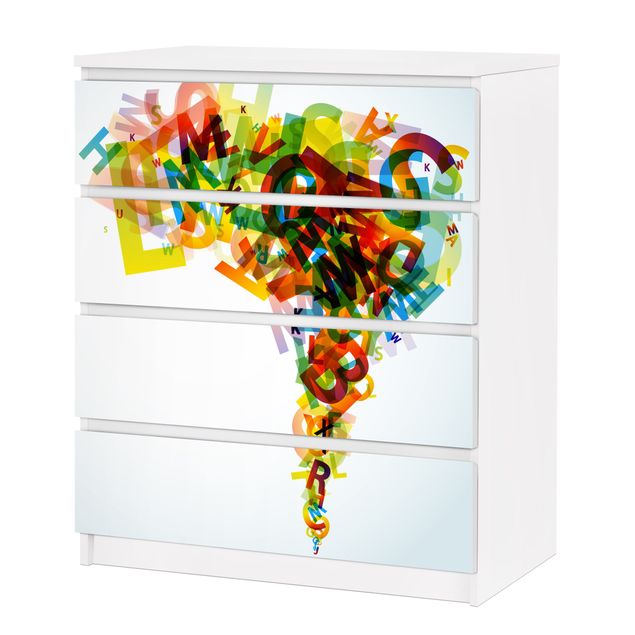 Pellicole adesive per mobili cassettiera Malm IKEA Rainbow Alphabet