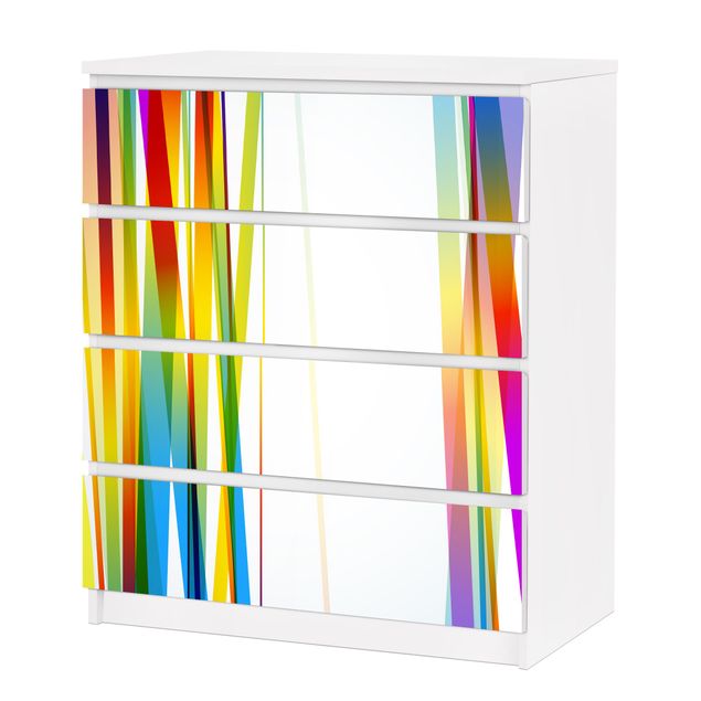 Carta adesiva per mobili IKEA - Malm Cassettiera 4xCassetti - Rainbow Stribes