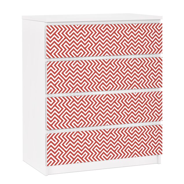 Pellicola adesiva rossa Motivo a strisce geometriche rosse