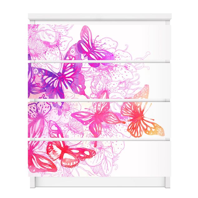 Pellicole adesive per mobili cassettiera Malm IKEA Sogno di farfalla