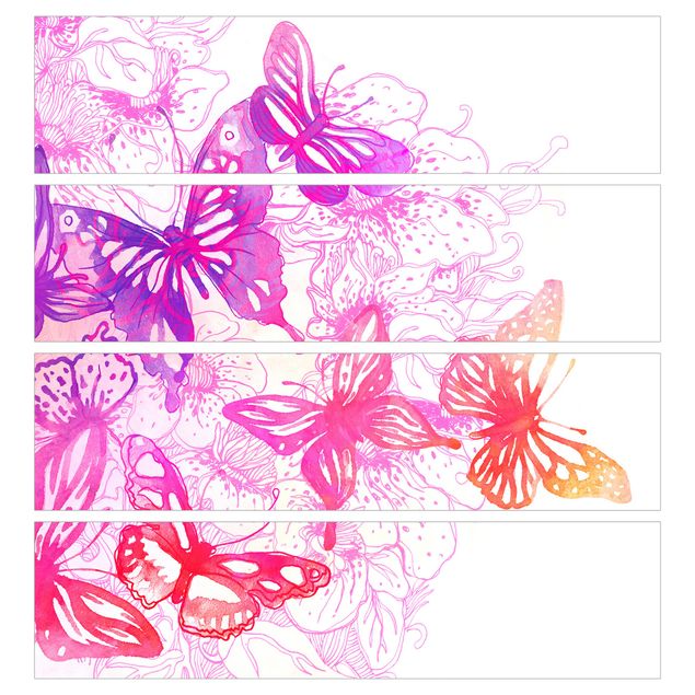 Carta adesiva per mobili IKEA - Malm Cassettiera 4xCassetti - Butterfly dream