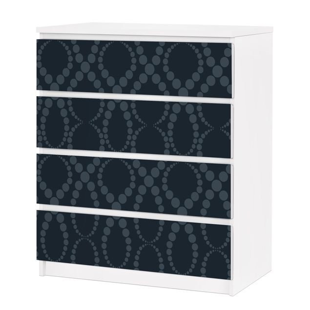 Carta adesiva per mobili IKEA - Malm Cassettiera 4xCassetti - Black Pearls Ornament