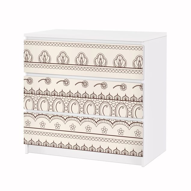 Carta adesiva per mobili IKEA - Malm Cassettiera 3xCassetti Indian repeat  pattern