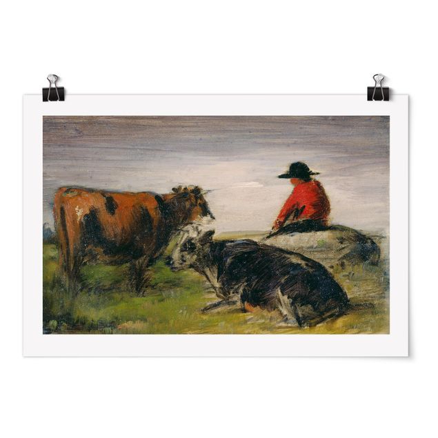 Riproduzioni quadri Wilhelm Busch - Pastore con le mucche