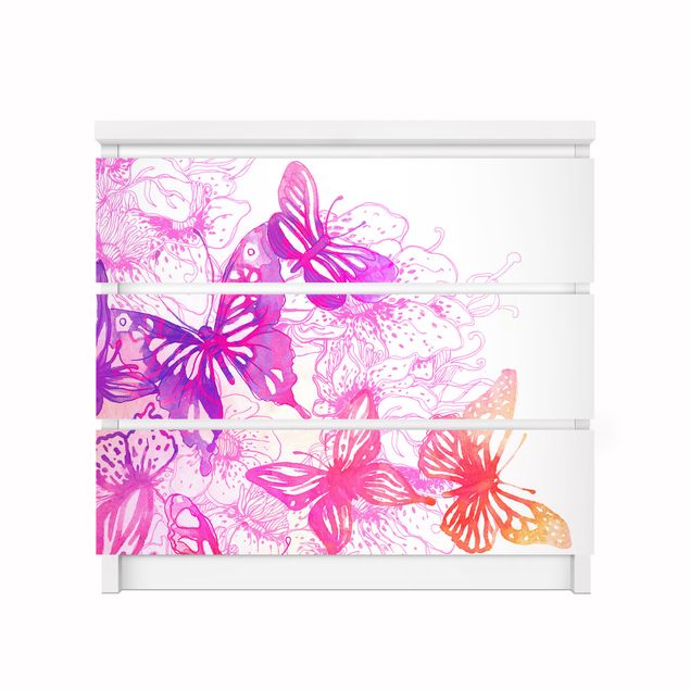 Pellicole adesive per mobili cassettiera Malm IKEA Sogno di farfalla