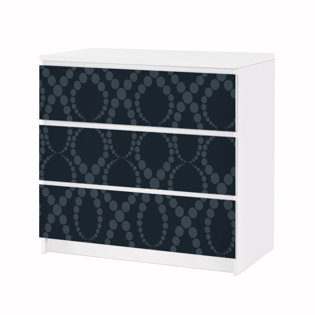 Carta adesiva per mobili IKEA - Malm Cassettiera 3xCassetti - Black Pearls Ornament