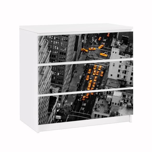 Pellicole adesive in bianco e nero Taxi luci Manhattan