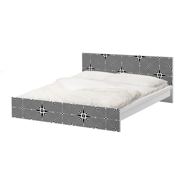 Pellicole adesive per mobili letto Malm IKEA Ornamento astratto in bianco e nero