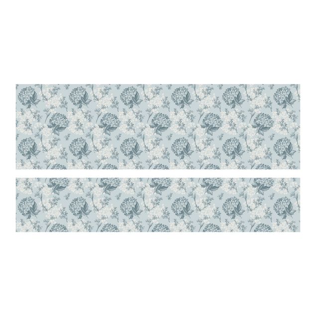 Carta adesiva per mobili IKEA - Malm Letto basso 140x200cm Pattern in blue Hortensia