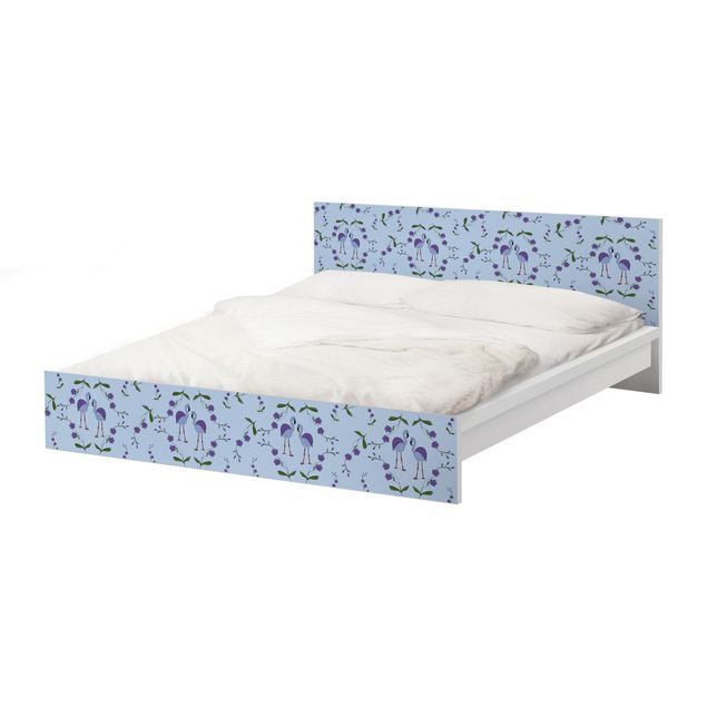 Carta adesiva per mobili IKEA - Malm Letto basso 140x200cm Mille Fleurs pattern design blue
