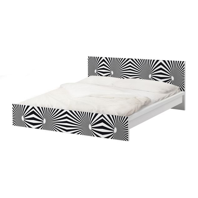 Pellicole adesive per mobili letto Malm IKEA Motivo psichedelico in bianco e nero