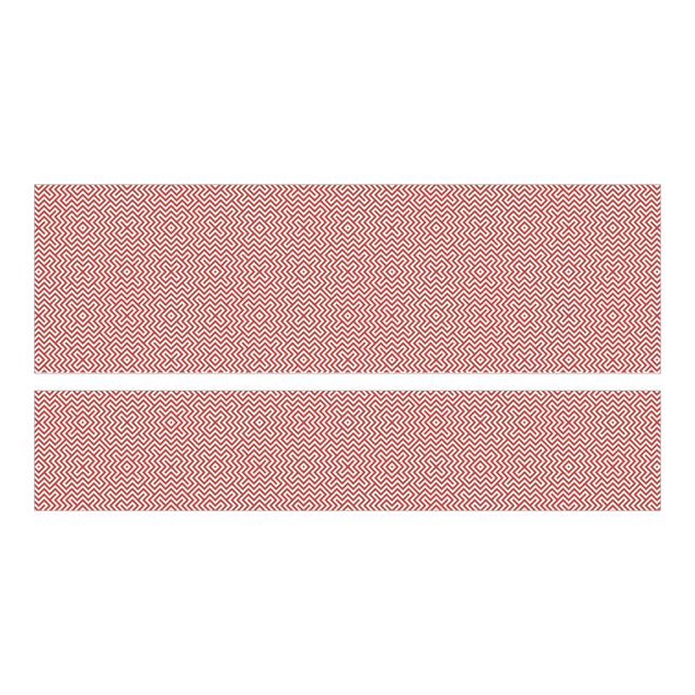 Carta adesiva per mobili IKEA - Malm Letto basso 140x200cm Red Geometric stripe pattern