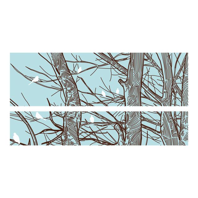 Carta adesiva per mobili IKEA - Malm Letto basso 140x200cm Winter trees